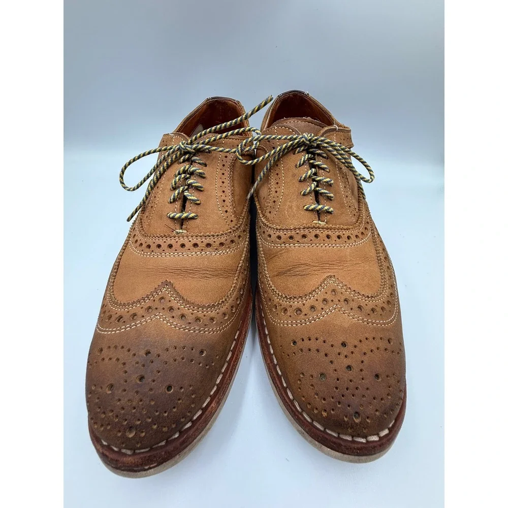Allen Edmonds Brooks Brothers Mens 9.5 D Wingtip Oxford Leather Shoes Tan